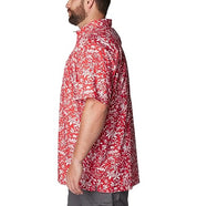 Columbia Mens Super Slack Tide Button Down Camp Shirt Red Kona Small
