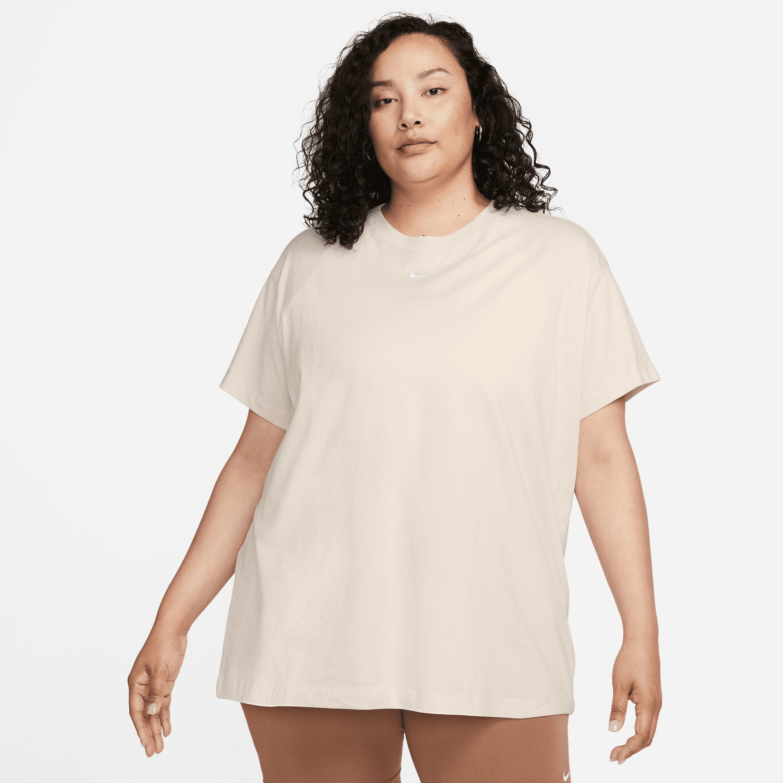 Nike Women Regular fit Short Sleeve T-Shirt Shirt 1X Beige Solid