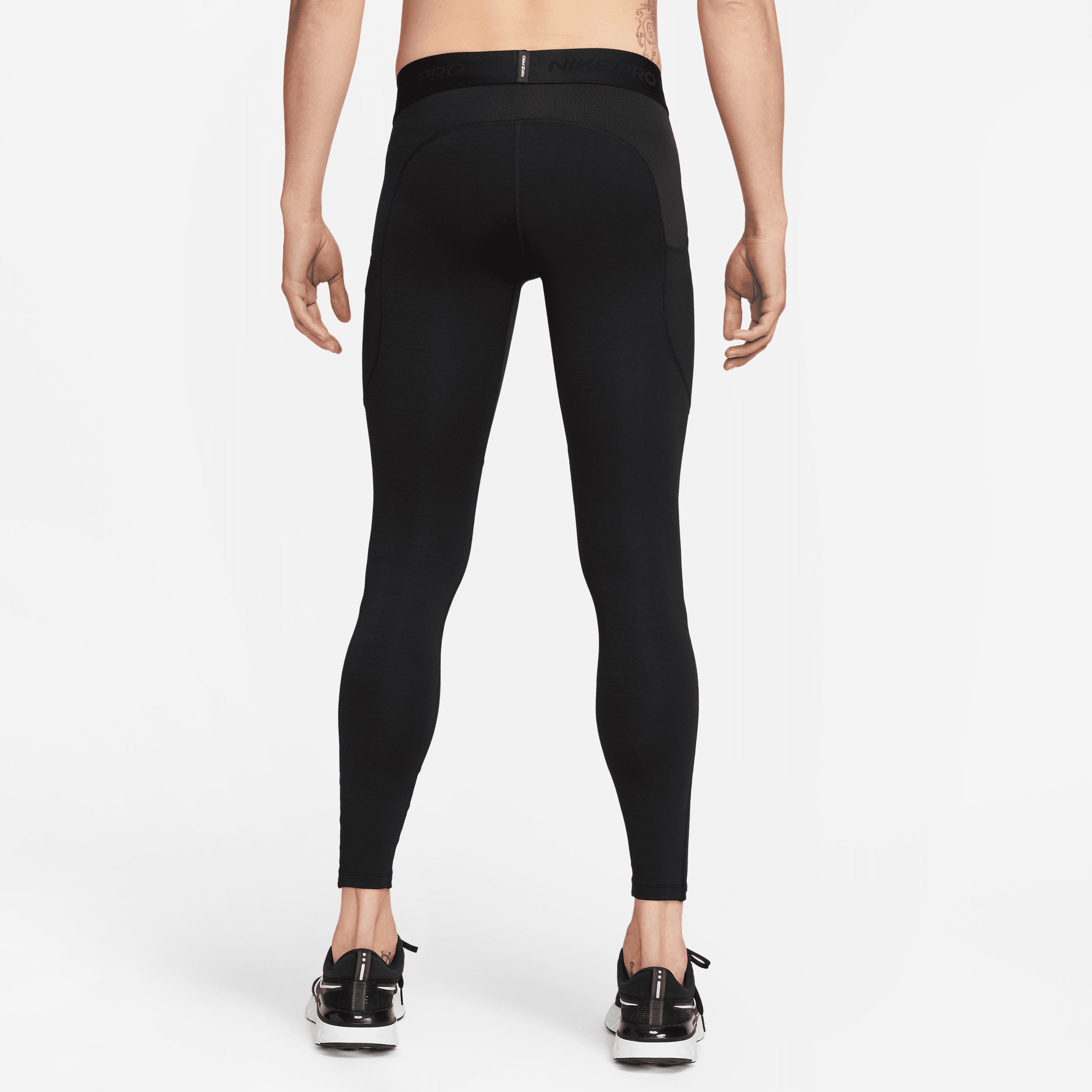 Nike Men's Pro Warm Slim-Fit Dri fit Fitness Tights Black white Large