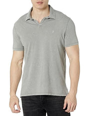 John Varvatos Mens Marble Wash Short Sleeve  Polo Shirt Grey Large