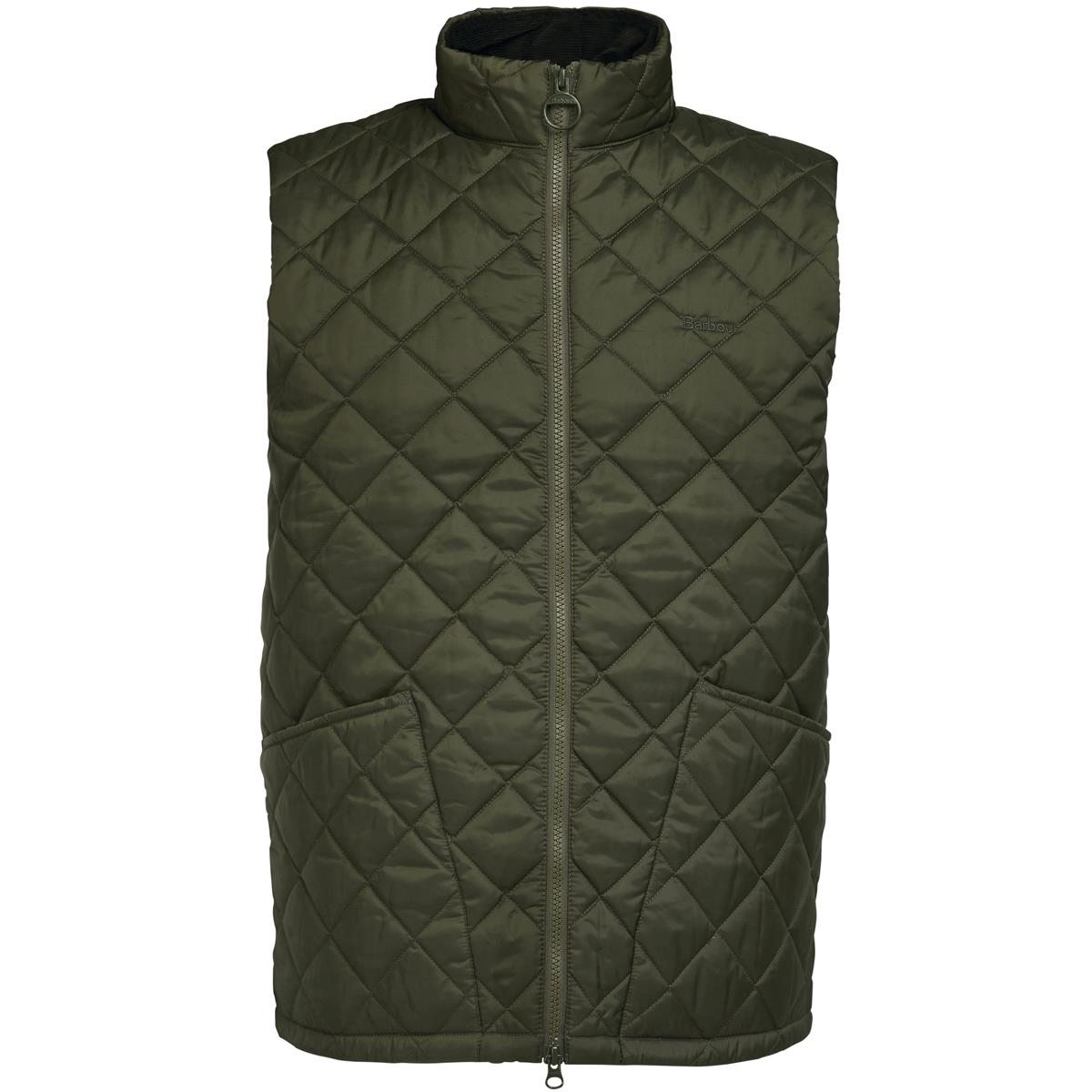 Barbour Mens Quilted Monty Gilet Full Zip Vest Olive Green Small