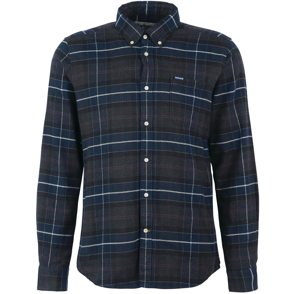 Barbour Mens Kyeloch Tailored Fit Plaid Button Down Shirt Black XL