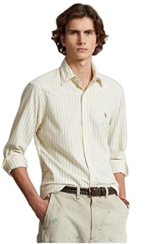Polo Ralph Lauren Men's Classic-Fit Oxford Button Down Shirt Yellow Blue XS
