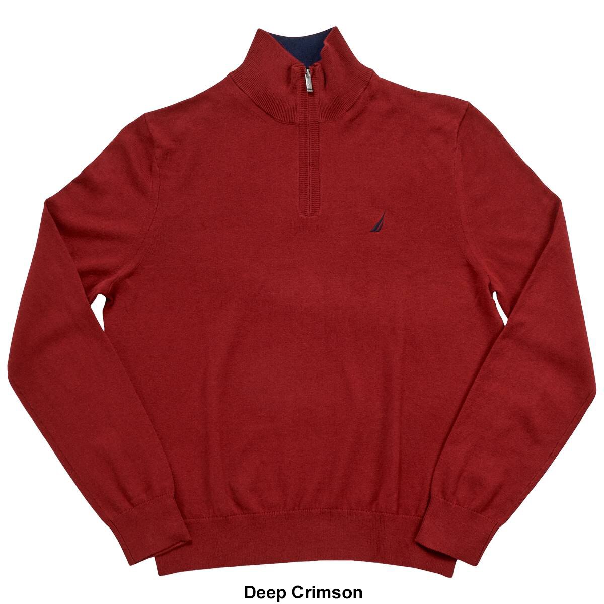 Nautica Men's Navtech Classic Fit Quarter Zip Sweater Deep Red Large