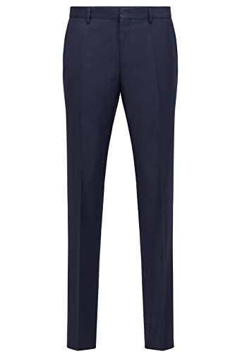 Hugo Boss Men's Slim-Fit Super Flex Stretch Micro-Check Dress Pants 38 x 32 Navy