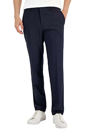 Hugo Boss Men's Slim-Fit Super Flex Stretch Micro-Check Dress Pants 38 x 32 Navy