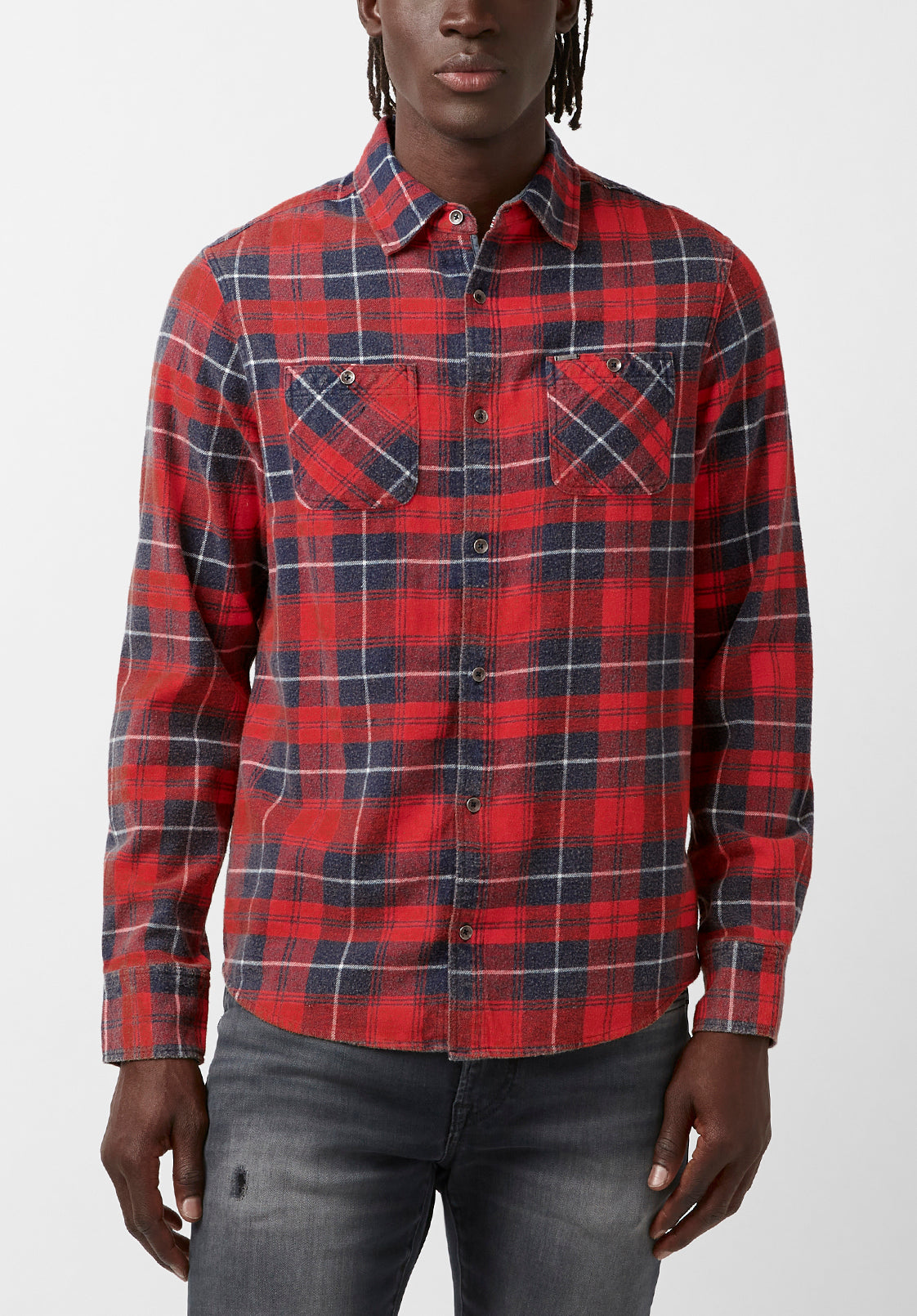 Buffalo David Bitton Mens Sibani Long Sleeve Button Down Flannel Shirt XL Orange