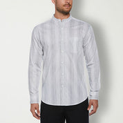 Cubavera Men's Long Sleeve Banded Collar Button Up Shirt Brilliant White Large