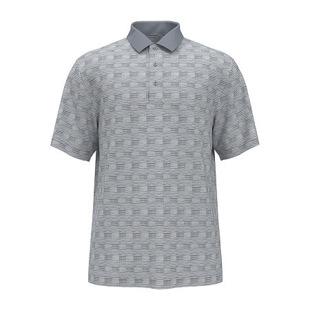 PGA TOUR Mens Energy Jacquard Short Sleeve Polo Shirt Grey Tradewinds 2XL