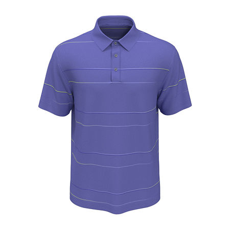 PGA TOUR Mens Gradient Stripe Short Sleeve Polo Shirt Persian Jewel Large