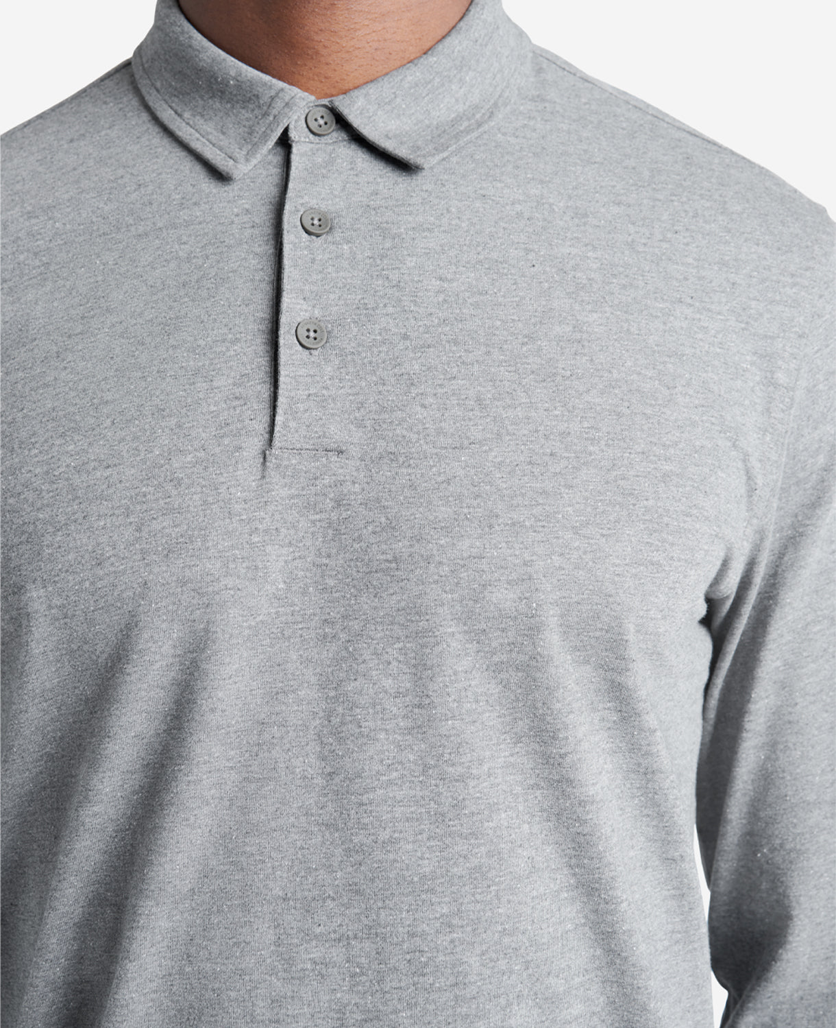 Kenneth Cole Mens Performance Long Sleeve Johnny Collar Polo Shirt Grey 2XL