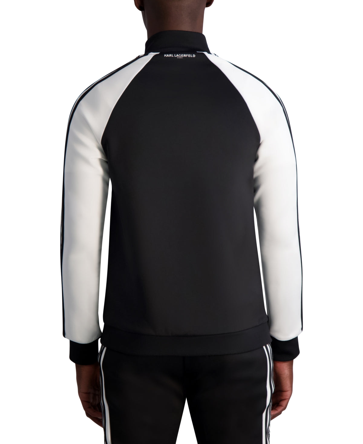 Karl Lagerfeld Paris Men's Scuba Logo Track Jacket Coat Black White 2XL