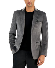 Alfani Men's Slim Fit Velvet Blazer Sport Coat Grey 40L