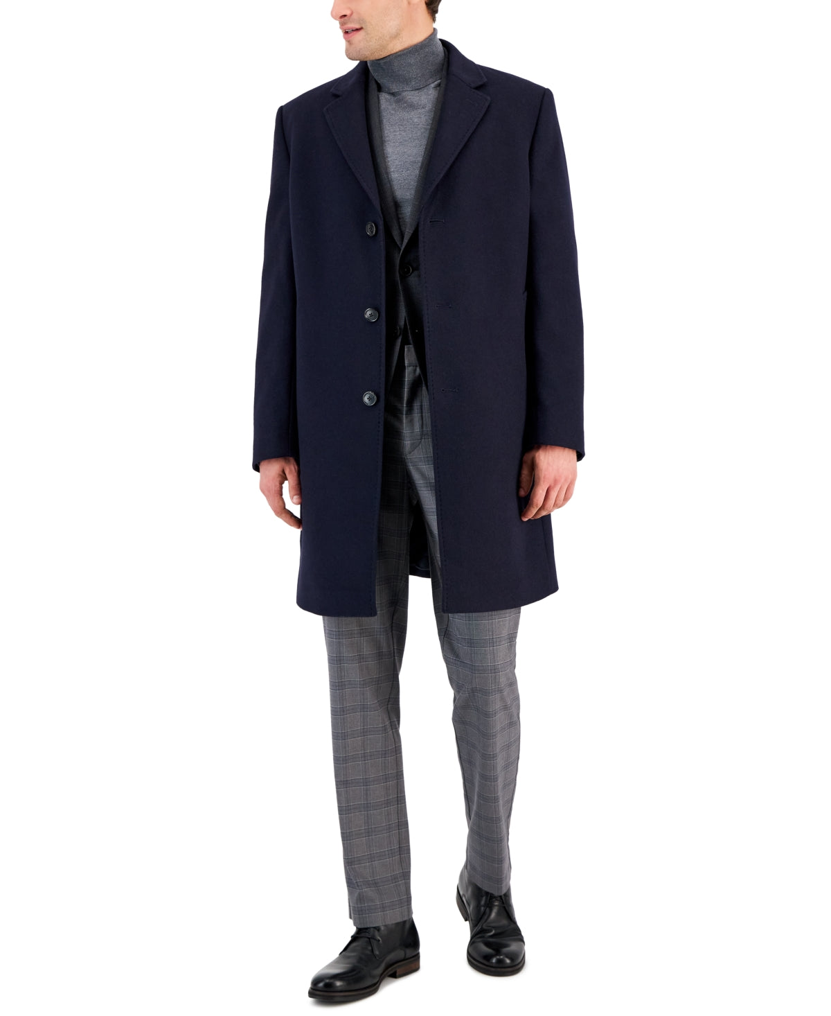 Michael Kors Mens Classic fit Overcoat Coat 36 S Navy Blue Solid