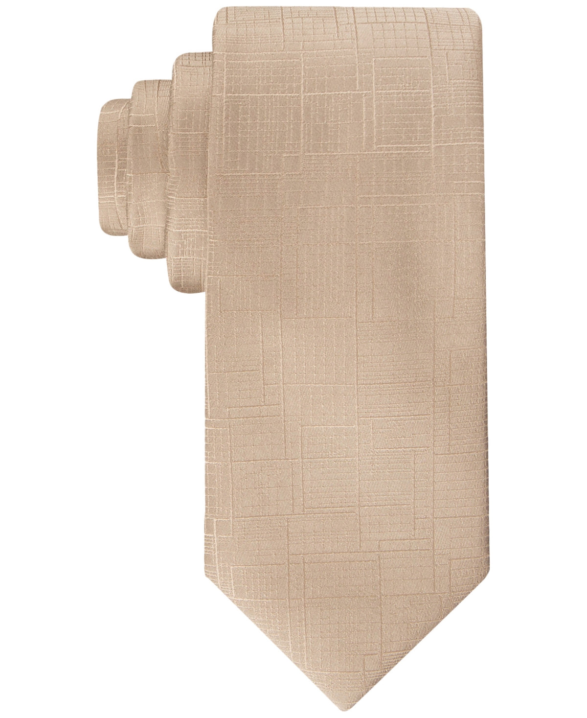 Calvin Klein Mens Regular fit Tie Necktie One Size Beige Modular Geo Print