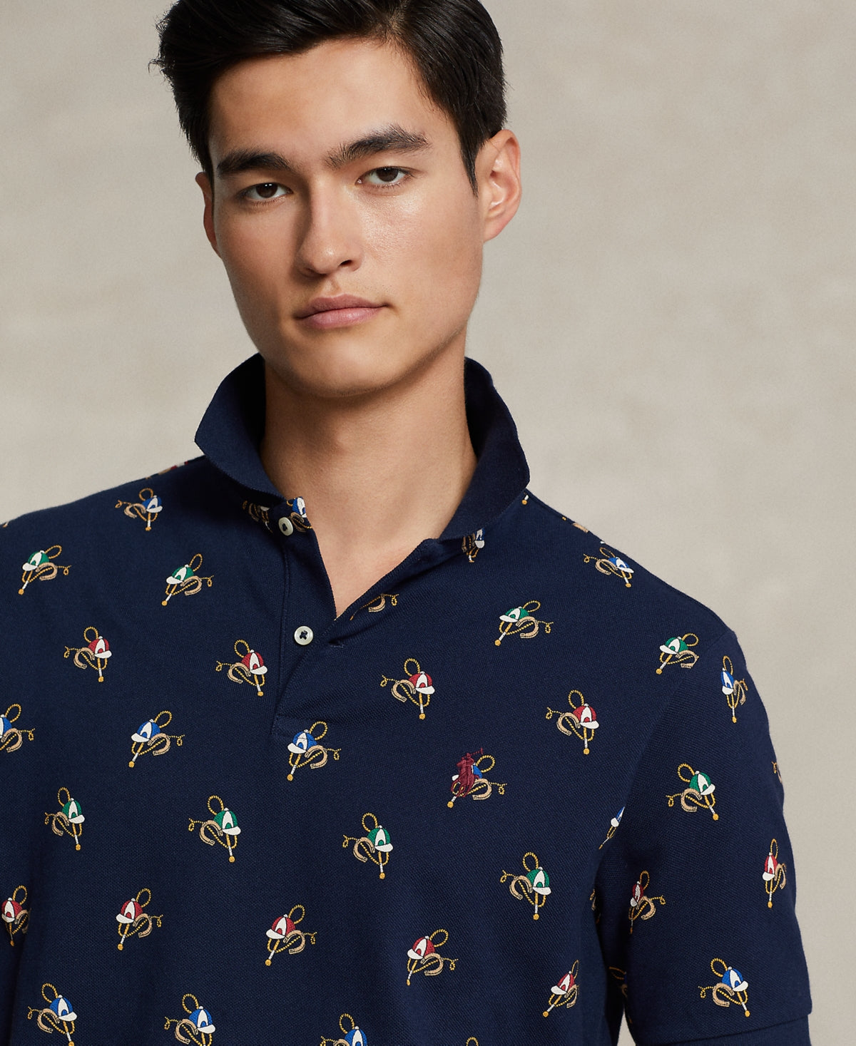 Polo Ralph Lauren Men's Classic Fit Printed Mesh Polo Shirt Race Ready Blue  XL