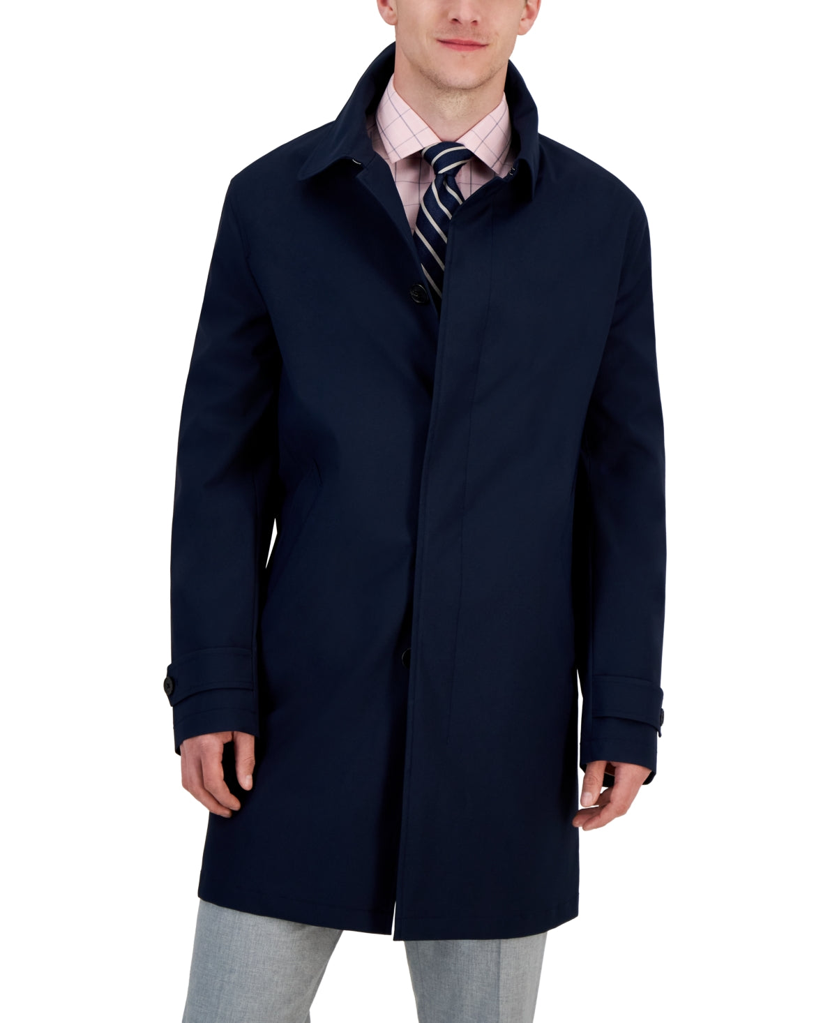 Lauren Ralph Lauren Men's Classic Fit Solid Raincoat Coat Blue 36S