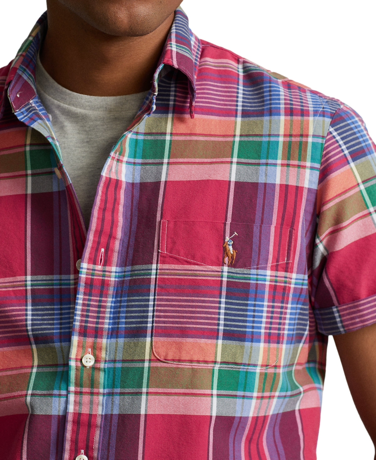 Polo Ralph Lauren Men's Classic Fit Plaid Oxford Button Down Shirt Red Small