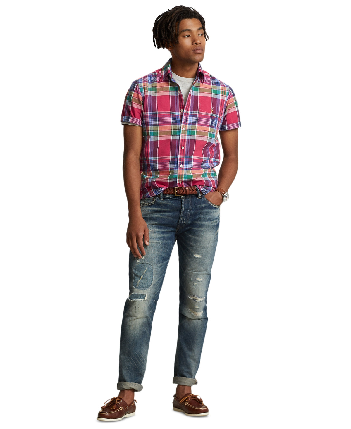 Polo Ralph Lauren Men's Classic Fit Plaid Oxford Button Down Shirt Red Small