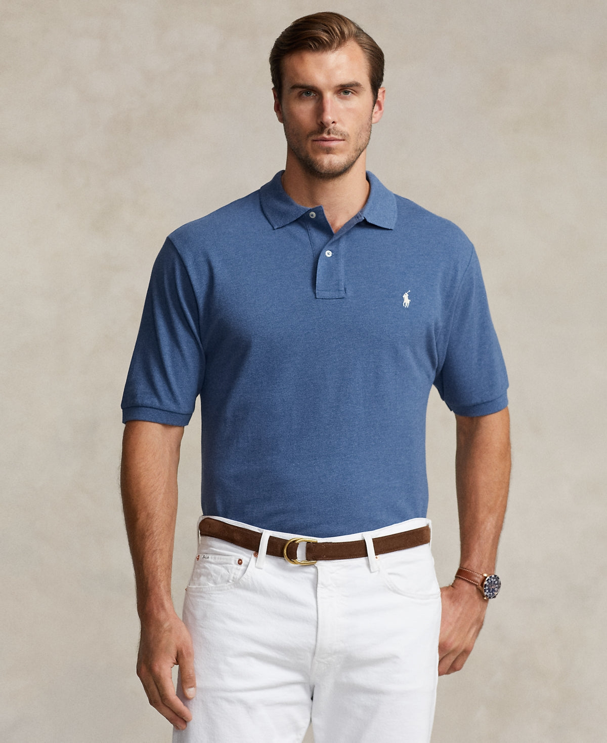 Polo Ralph Lauren Mens Big Tall Mesh Short Sleeve Polo Shirt Fog Blue 4XB