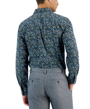 Bar Iii Mens Slim fit Long Sleeve Button-Up Shirt Small Blue Floral