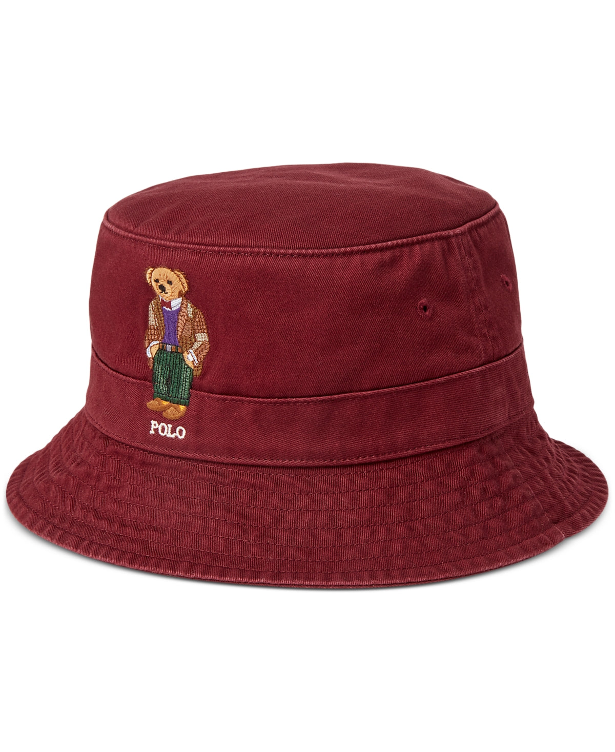 Polo Ralph Lauren Mens Polo Bear Twill Bucket Hat Harvard Red Small Medium