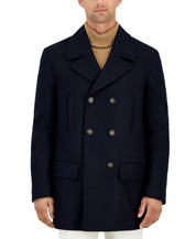 Michael Kors Mens Classic Fit Double-Breasted Peacoat Coat 42S Navy Blue