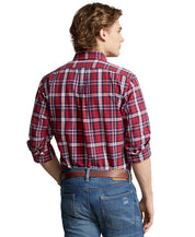 Polo Ralph Lauren Mens Classic Fit Plaid Oxford Button Down Shirt Red Navy XS