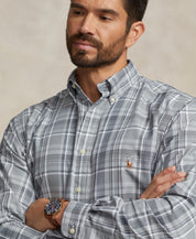 Polo Ralph Lauren Men's Big & Tall Performance Oxford Shirt Grey Plaid 3XLT