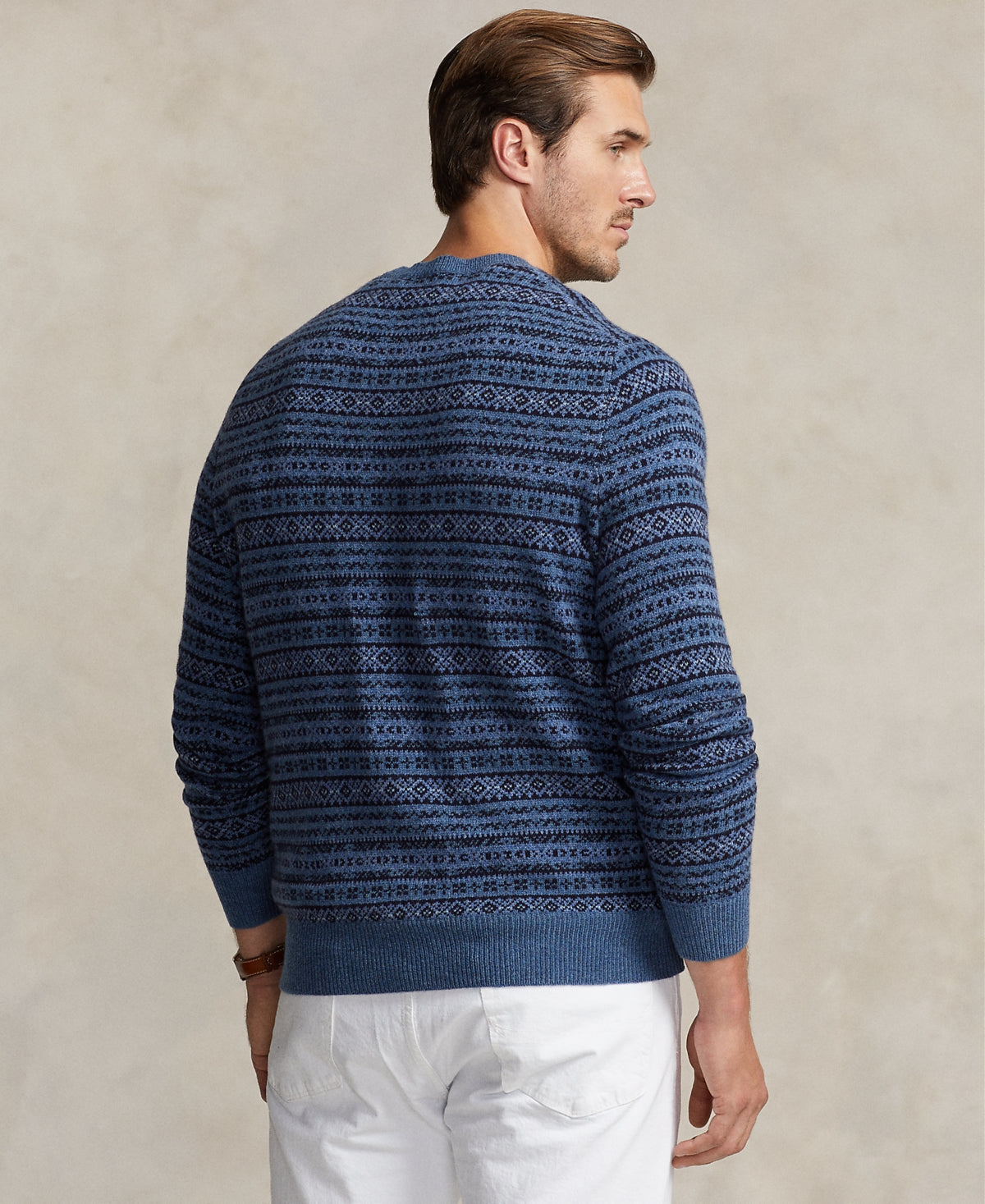 Polo Ralph Lauren Big Tall Fair Isle Wool Crewneck Sweater Blue XLT