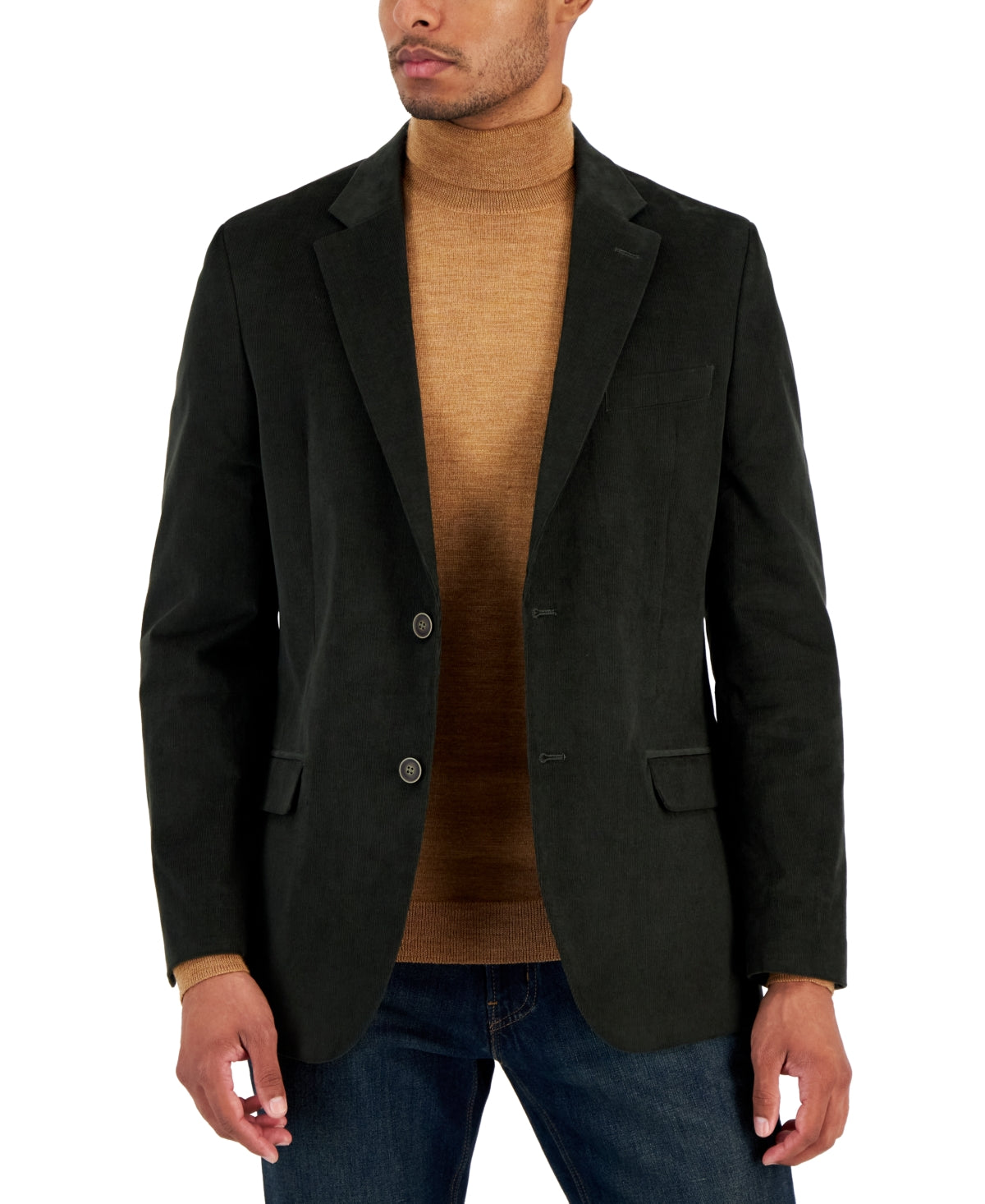Nautica Mens Modern fit Corduroy Sport Coat Blazer 38 R Dark Green Stretch
