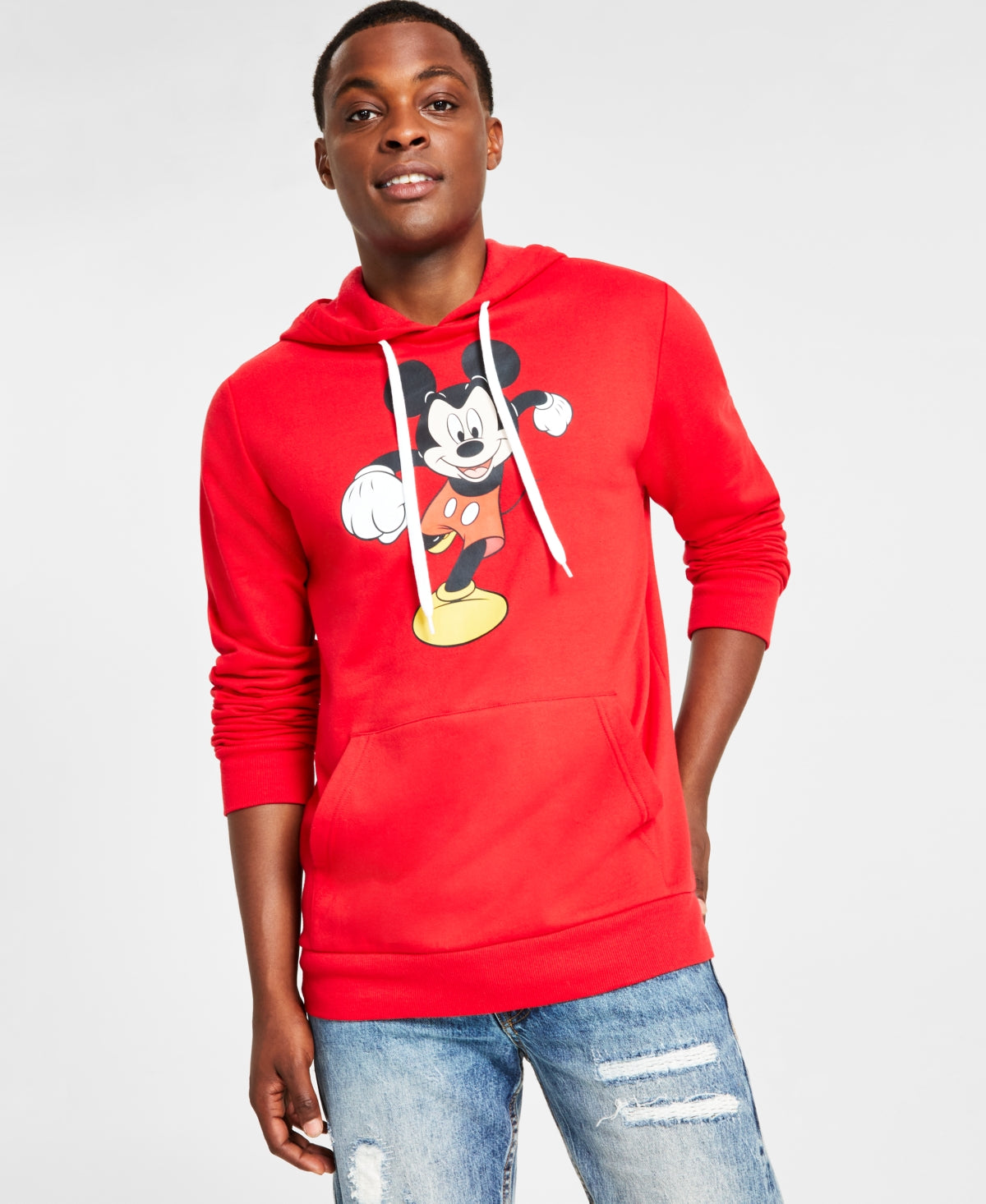 Hybrid Mens Regular fit Mickey Mouse Hoodie Sweatshirt XXL Red Solid