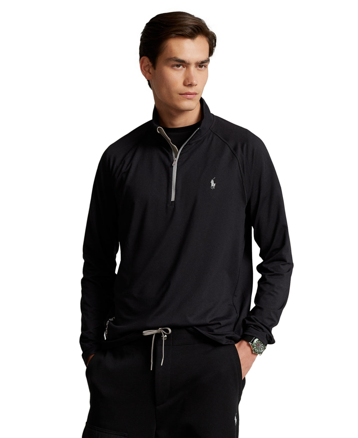 Polo Ralph Lauren Men's Performance Jersey Quarter-Zip Pullover Shirt Polo Black 2XL