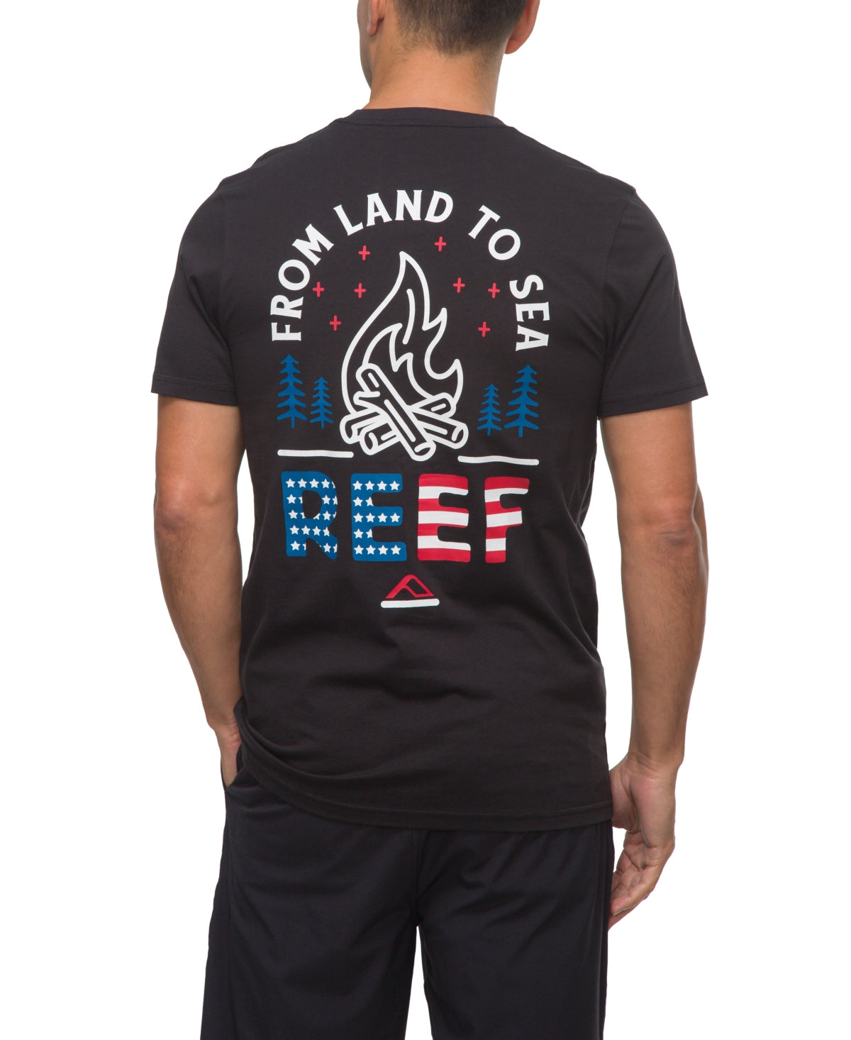 REEF Mens Graphic Logo Short Sleeve T Shirt Caviar Medium