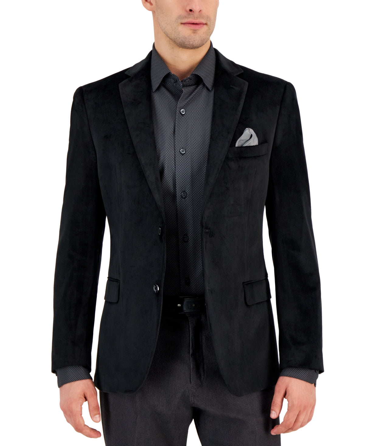 Alfani Mens Slim fit Sport Coat Blazer 42 L Black Solid