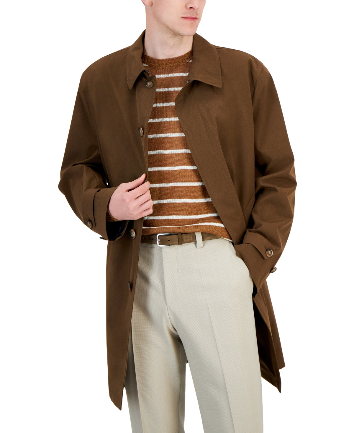 Lauren Ralph Lauren Mens Classic fit Raincoat Coat 46 R Brown Solid