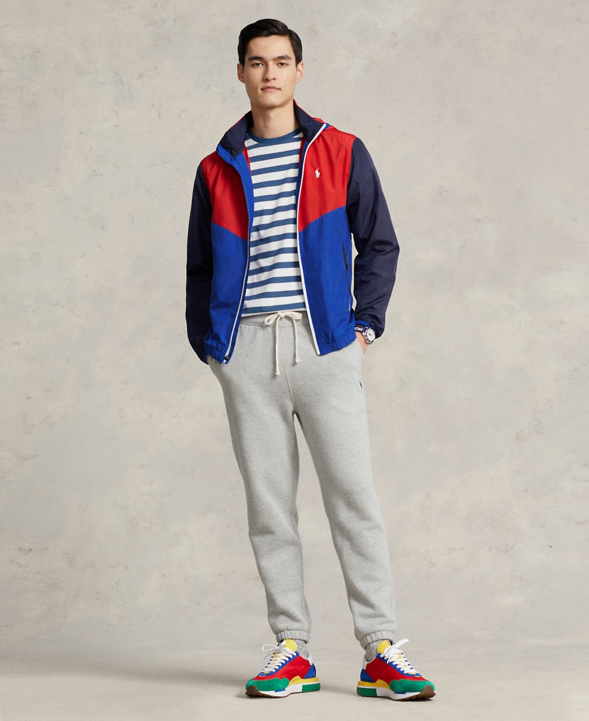 Polo Ralph Lauren Mens Color-Blocked Water-Repellent Ripstop Jacket XXL Blue Red