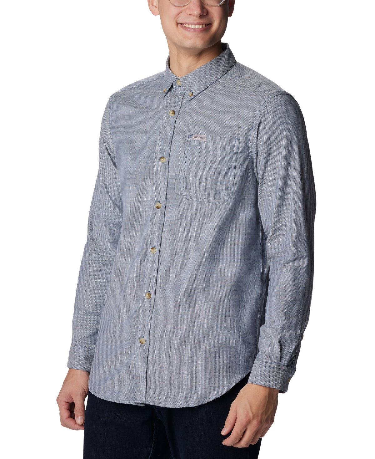 Columbia Men Classic fit Long Sleeve Button-Up Shirt XL Blue