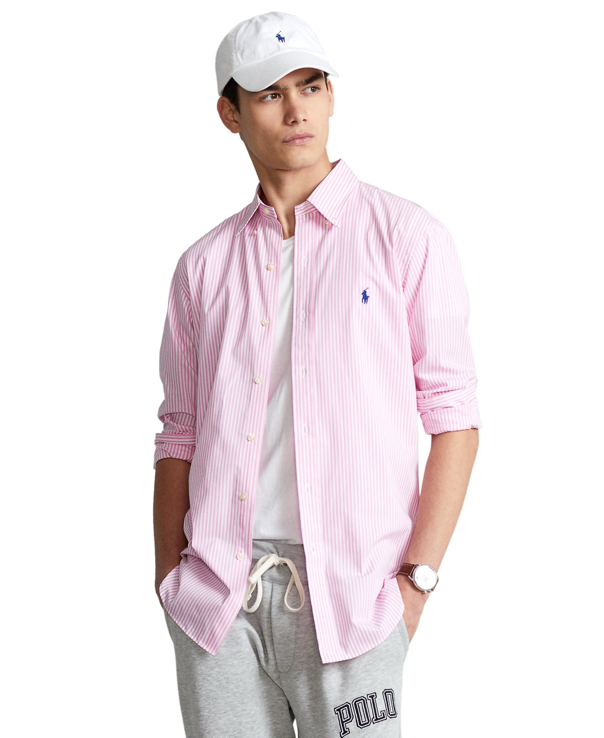 Polo Ralph Lauren Men's Classic Fit Striped Button Down Shirt Pink XS