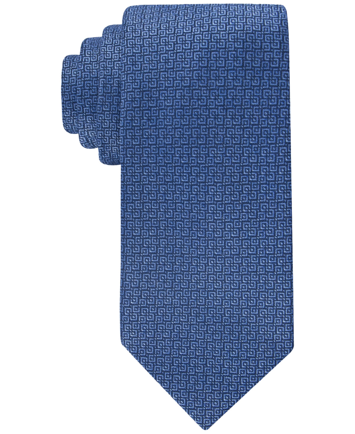 Calvin Klein Mens Regular fit Tie Necktie One Size Blue Geo Print