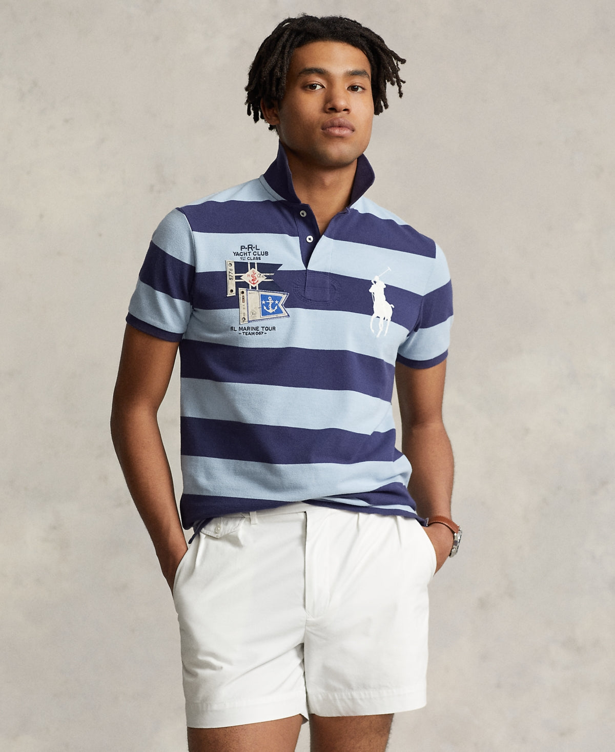 Polo Ralph Lauren Men's Custom Slim Fit Big Pony Mesh Polo Shirt Navy Blue Small