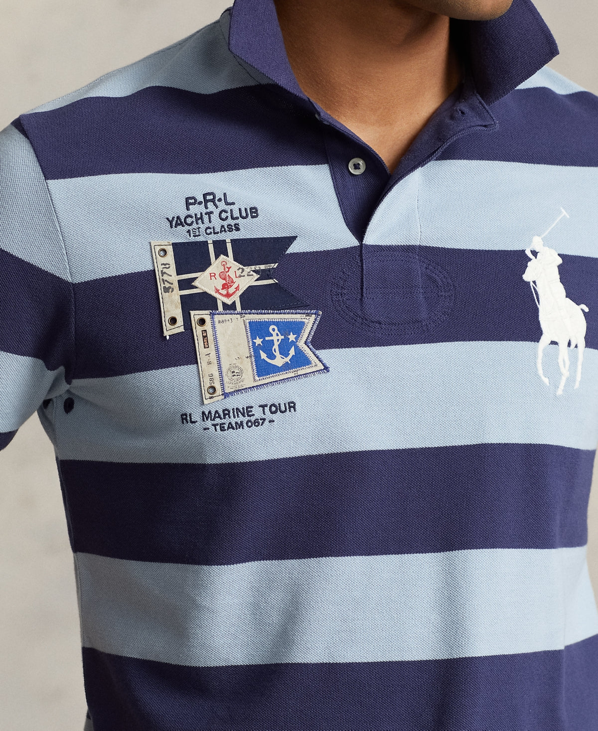 Polo Ralph Lauren Men's Custom Slim Fit Big Pony Mesh Polo Shirt Navy Blue Small