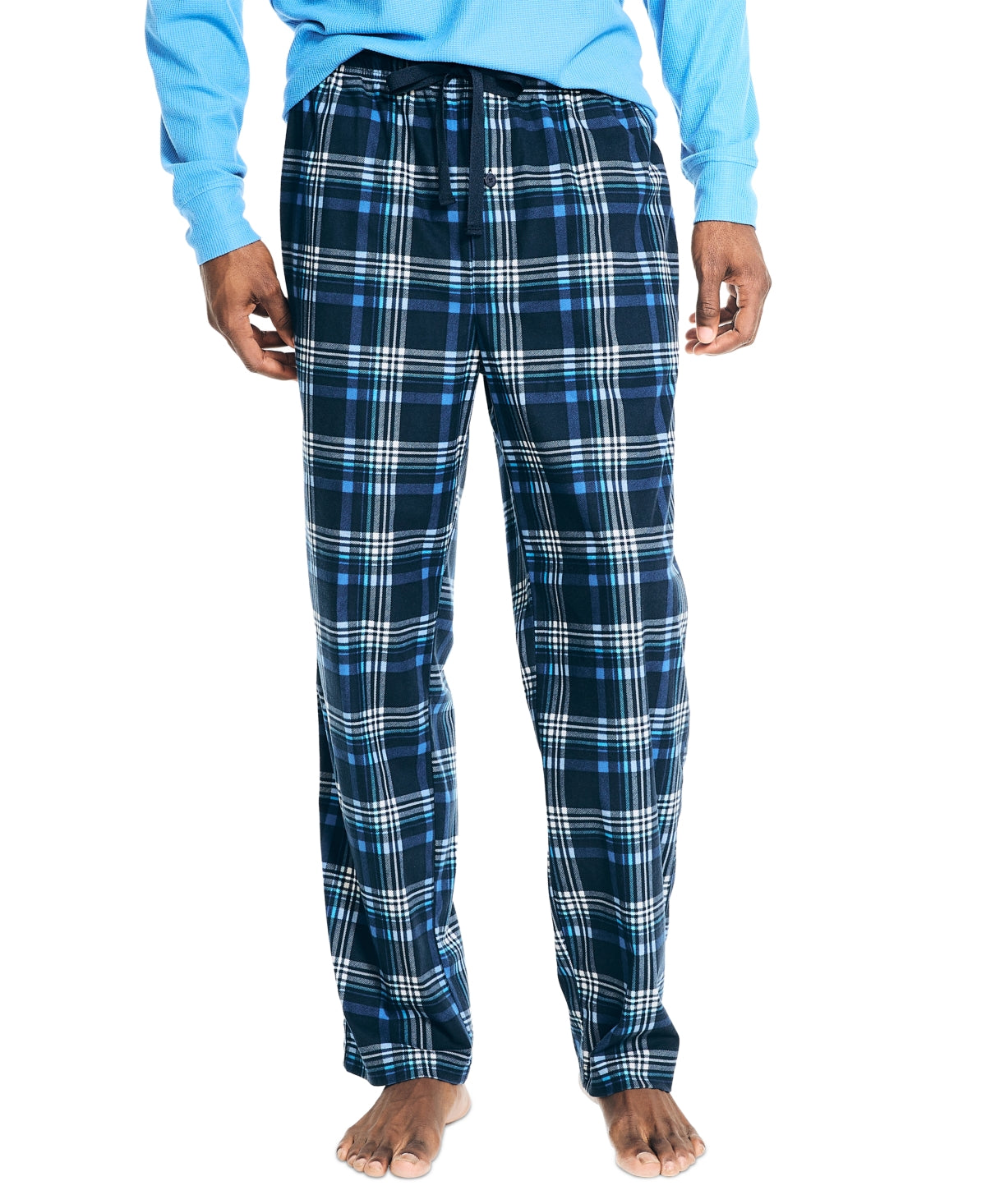 Nautica Men's Classic Fit Drawstring Sleep Pants Plaid Blue Medium