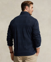 Polo Ralph Lauren Mens Big Tall Double Knit Jersey Quarter Zip Sweater Blue 3XLT