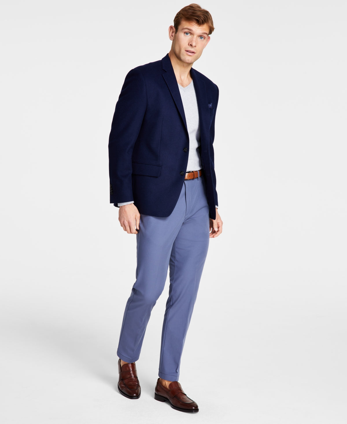 Kenneth Cole Mens Slim fit Dress Pants 36 / 29 Navy Blue Solid