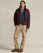 Polo Ralph Lauren Mens Paisley Fleece Jacket Jacquard Holiday Red Multi Large
