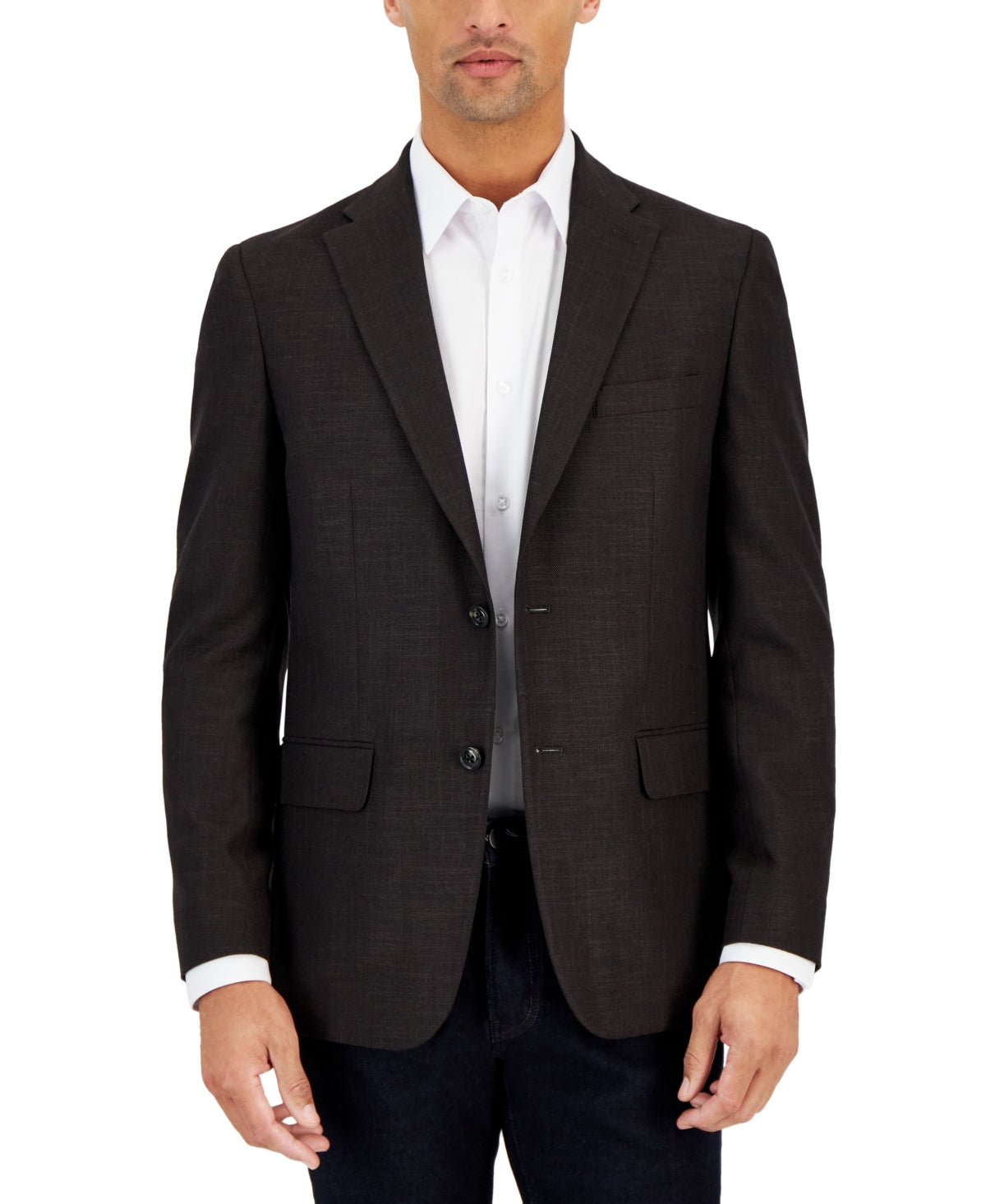 Tommy Hilfiger Men's Modern Fit Solid Weave Sport Coat Blazer Brown 38S