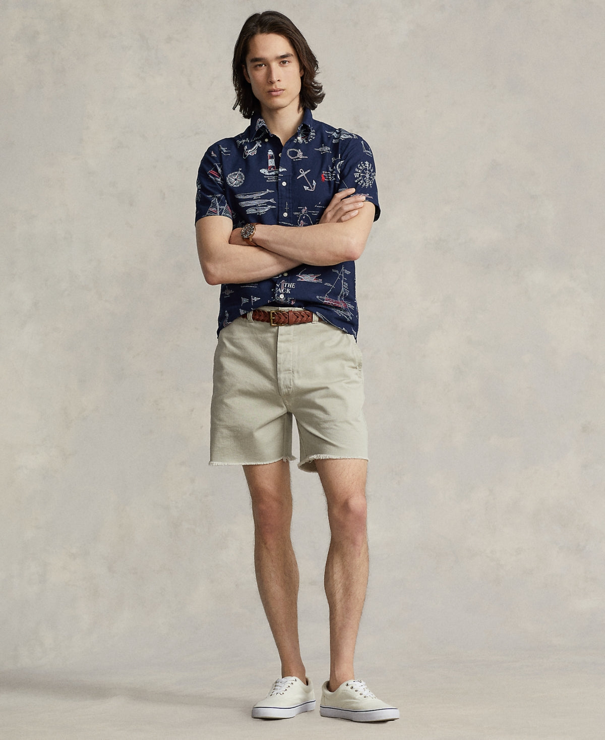 Polo Ralph Lauren Men's 6 Inch Burroughs Relaxed Linen Chino Shorts Beige 42