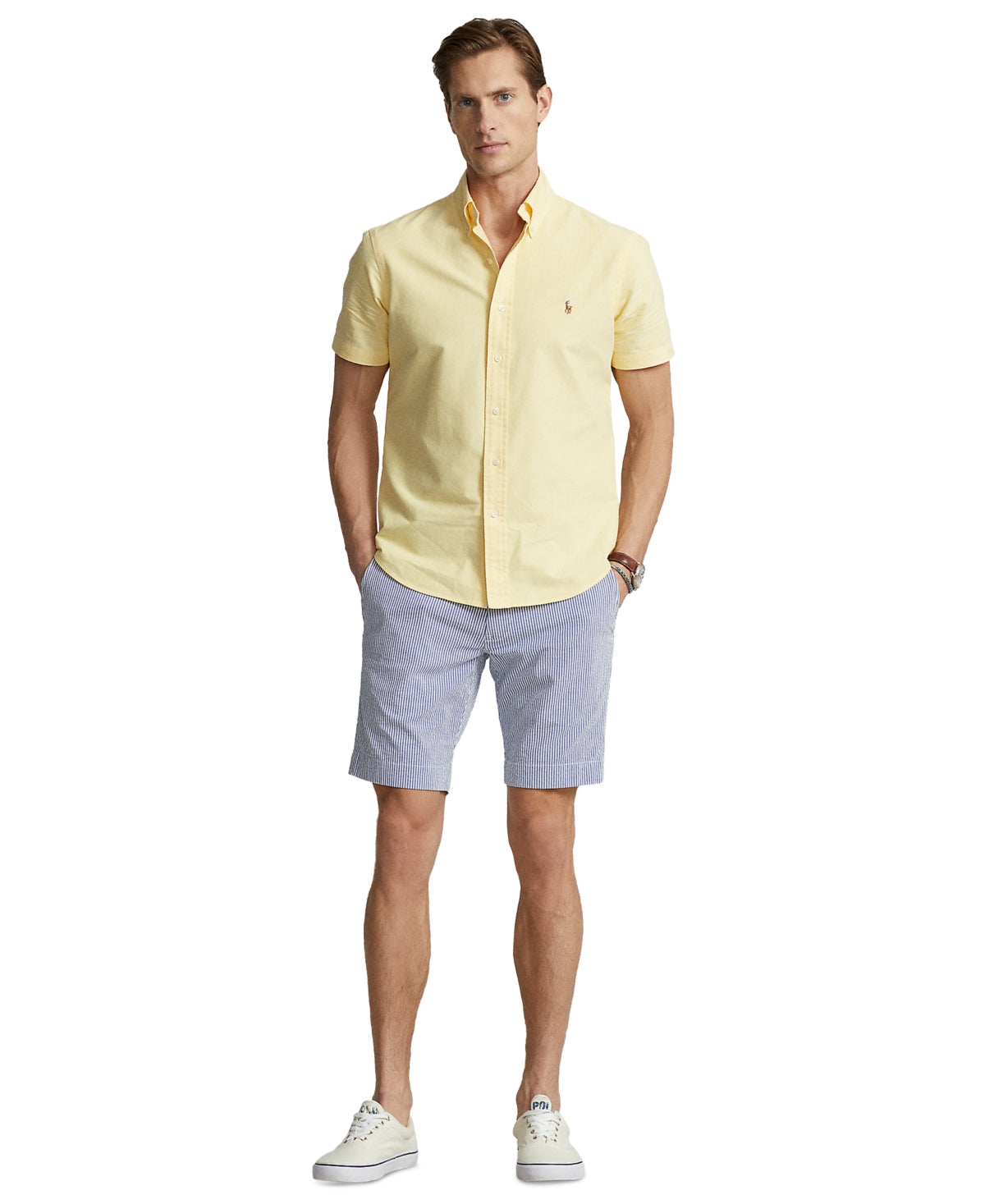 Polo Ralph Lauren Men's  Slim Fit Stretch Blue Seersucker Shorts Size 30