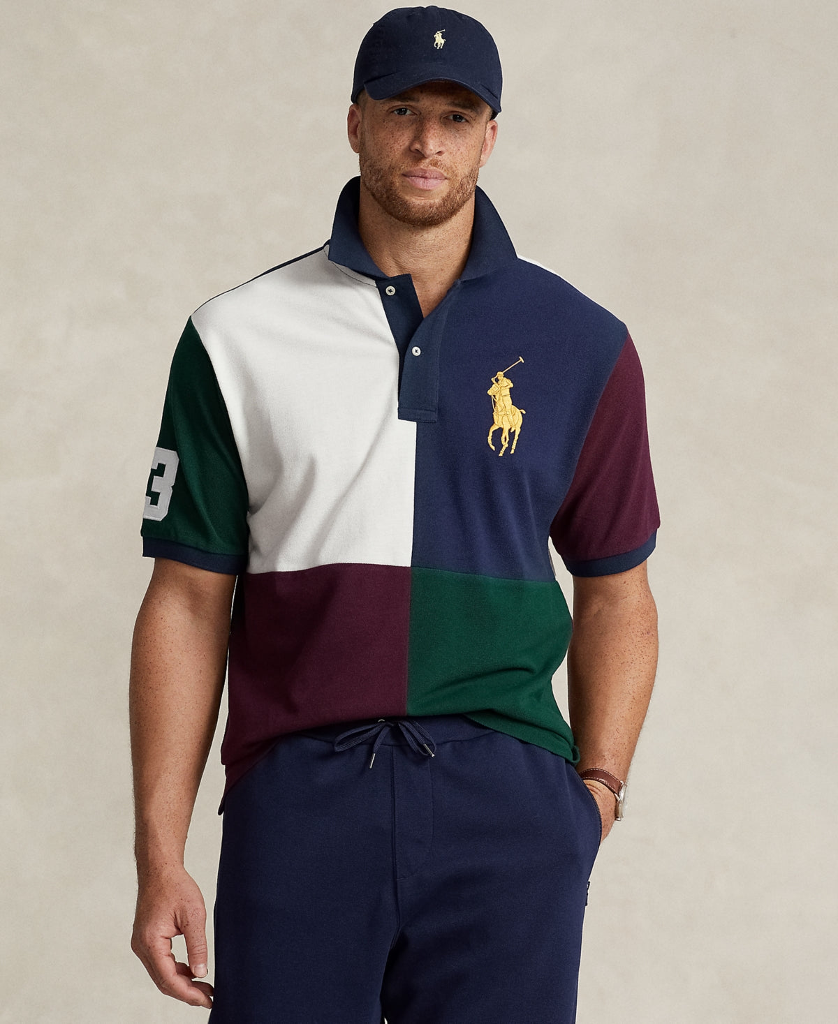 Polo Ralph Lauren Men's Big & Tall Cotton Big Pony Mesh Polo Shirt Navy 3XLT